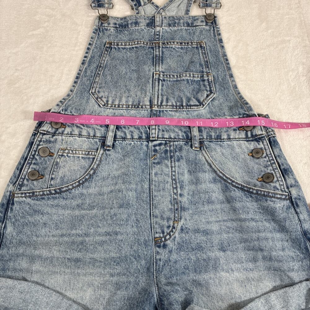 Free People We The Free Ziggy Shortalls Denim Jean Shortalls Overalls Short XS - Picture 2 of 13